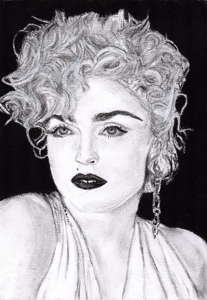 Madonna - Charcoal on Paper Portrait - Kirk Andrews Art